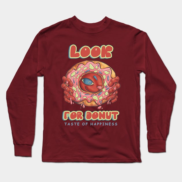 Look For Donut-Taste Of Happiness Long Sleeve T-Shirt by adalima